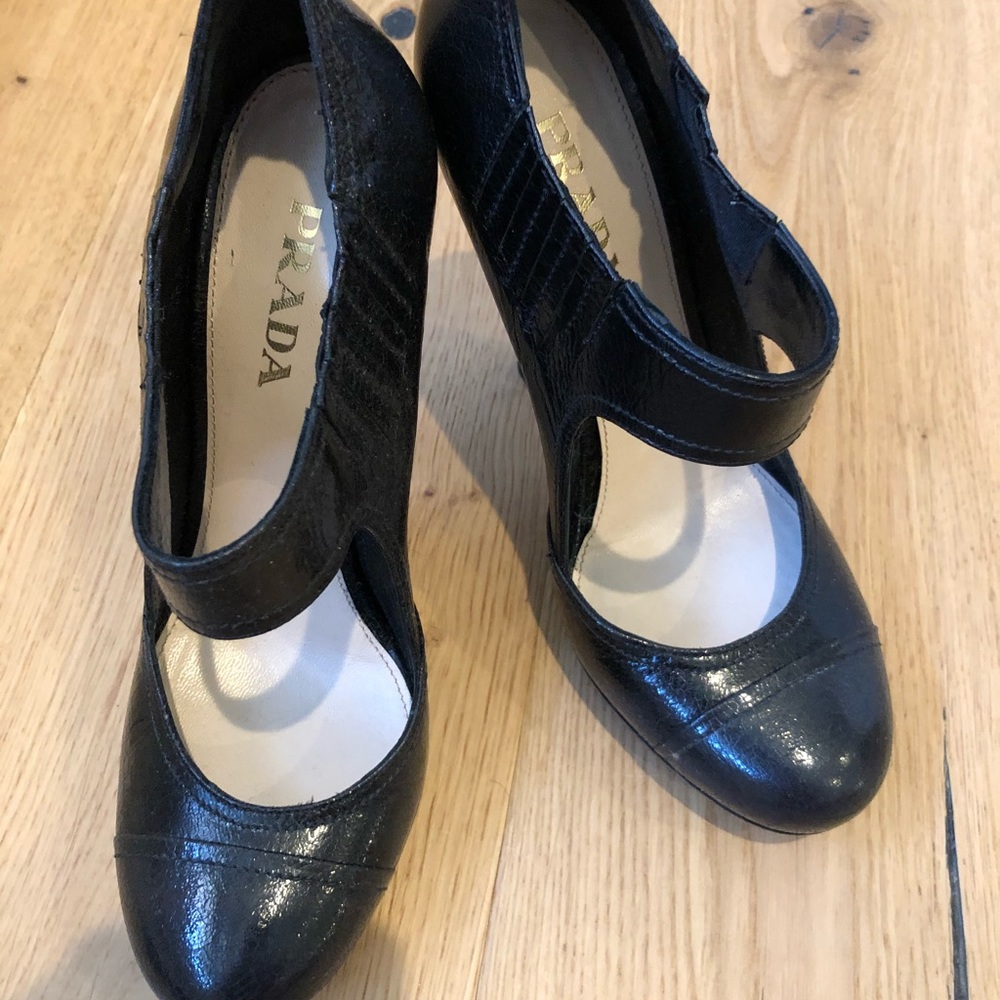 Prada black leather Mary Janes